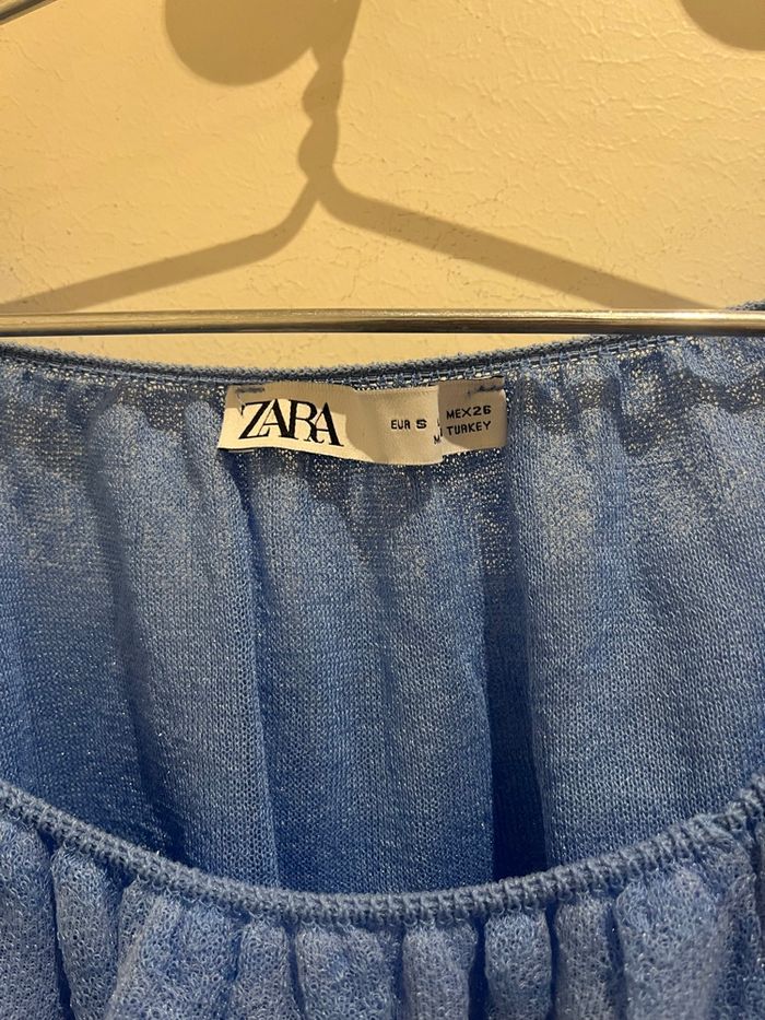 Top bleu bohème ample manches bouffantes zara taille S/36 - photo numéro 3