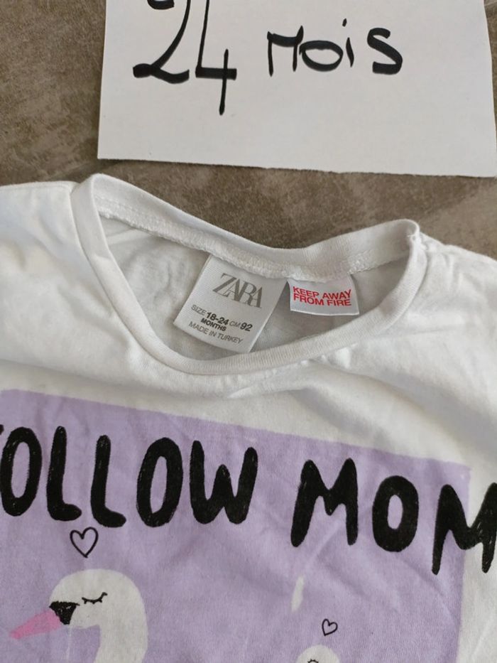 Tee shirt manches longues Zara 24 mois - photo numéro 2