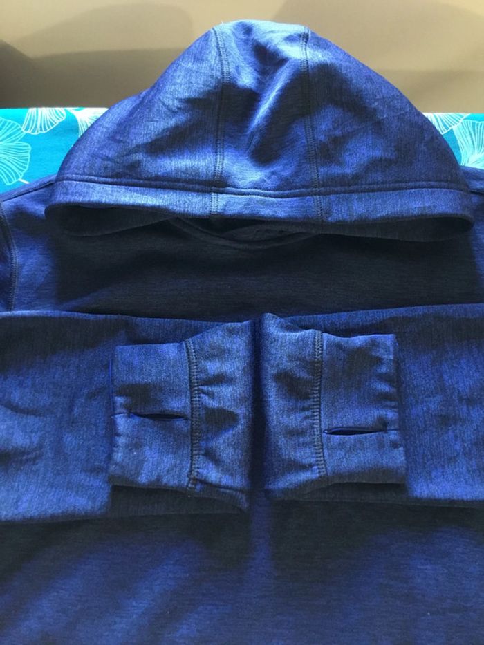 Sweat à capuche pour femme Adidas bleu marine chiné taille L 132 - photo numéro 4