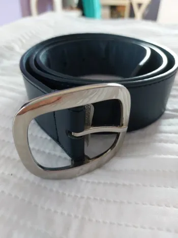 Ceinture marine boucle coloris argent 38