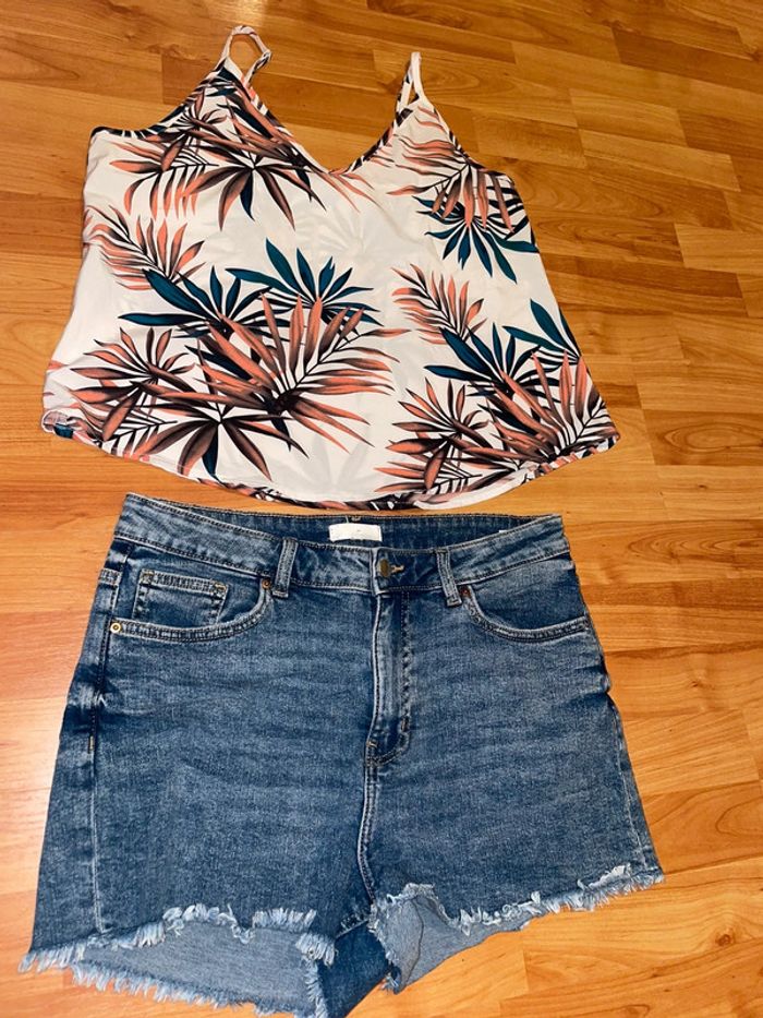 Ensemble short jean +débardeur M