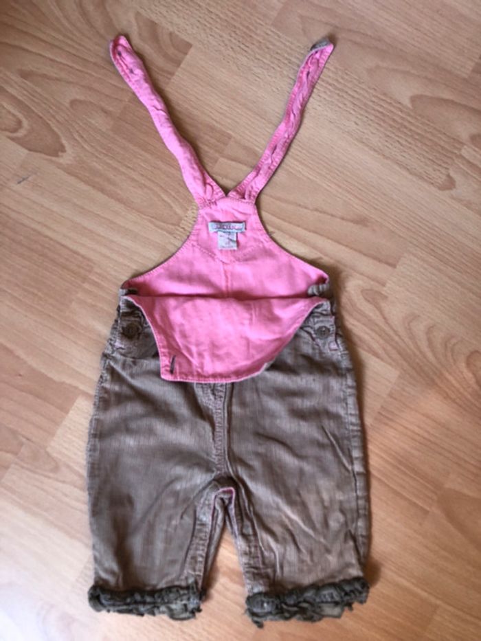 Jolie salopette en velours marron et rose Orchestra T. 6 mois fille - photo numéro 3