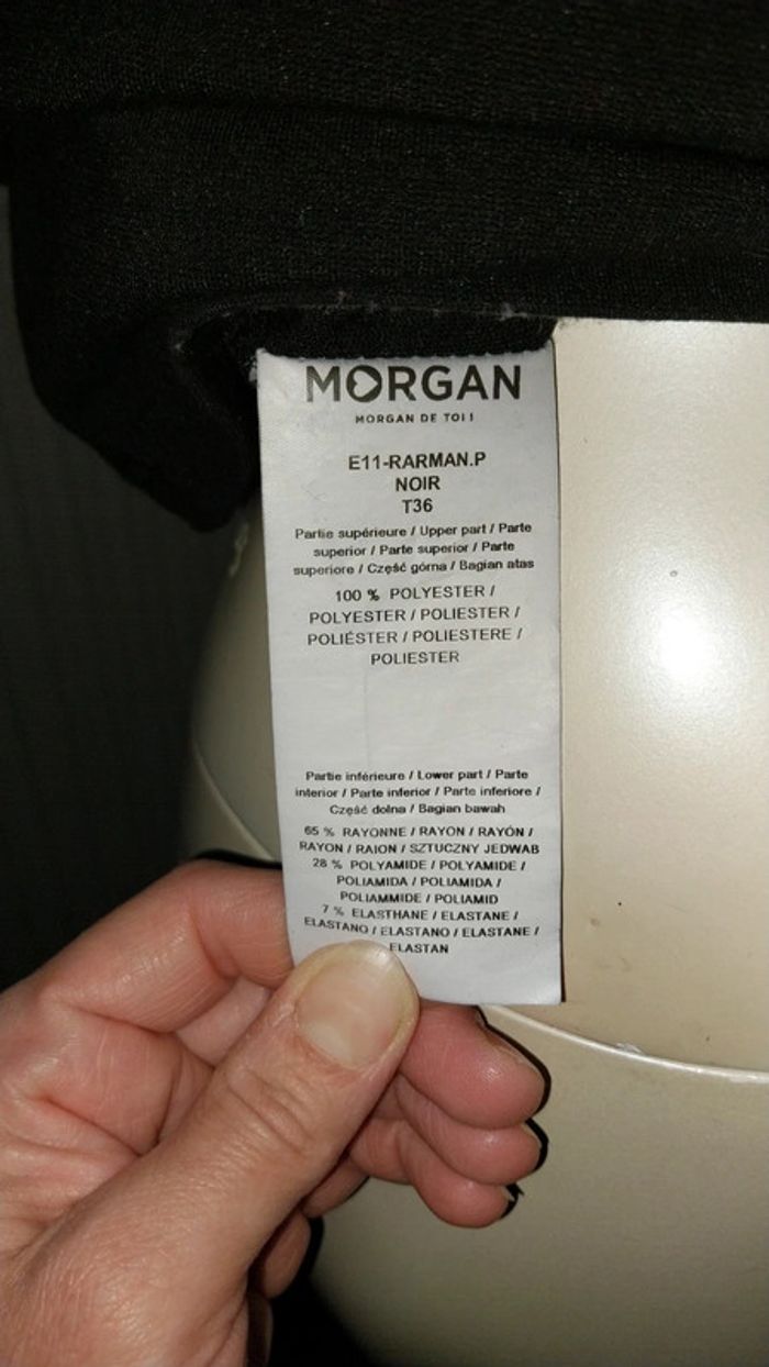 Robe rétro chic bimatiere vichy noir et blanc col jabot by Morgan état neuf taille S - photo numéro 16