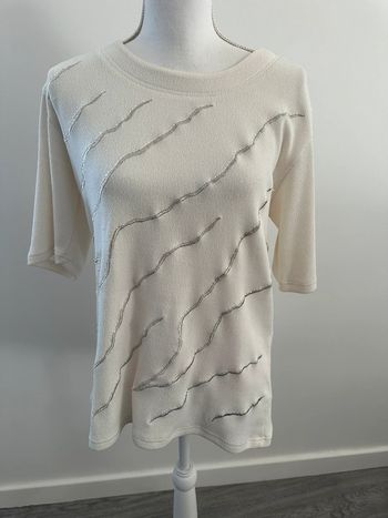 T-shirt long épais blanc et argenté Anne Weyburn T44/46 2XL/3XL