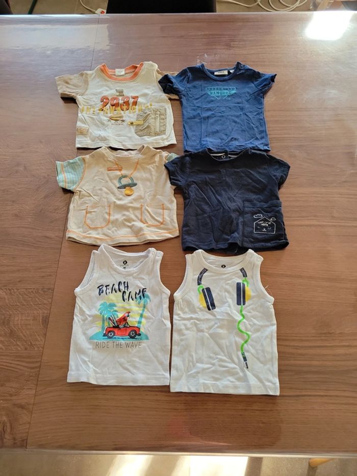 Lot de 4 tee-shirts manches courtes et 2 débardeurs garçon 3 mois