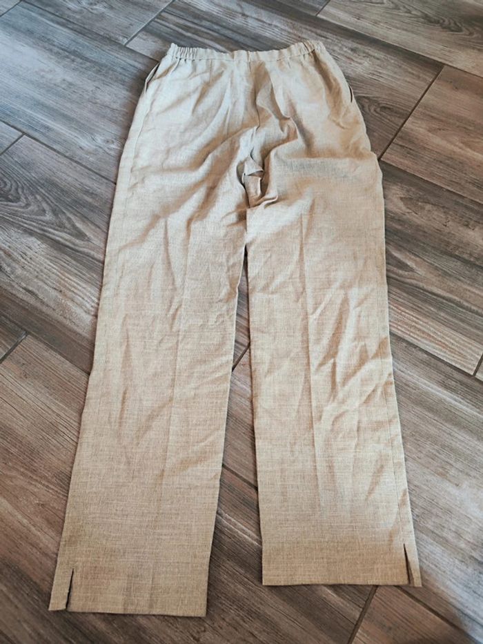 Pantalon beige (42% polyester, 22% lin, 22% viscose) Karting Taille 40 - photo numéro 4