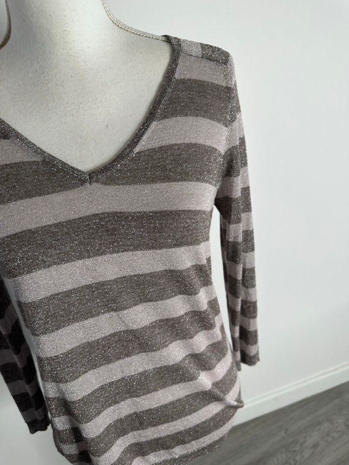 Pull fin pailleté marinière Gérard Darel T1 36 S - photo numéro 9