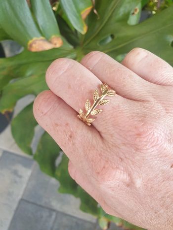 Bague feuille de laurier plaqué or taille 60