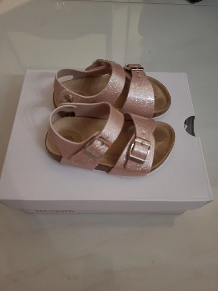 Sandales rose à paillettes à scratch - photo numéro 4