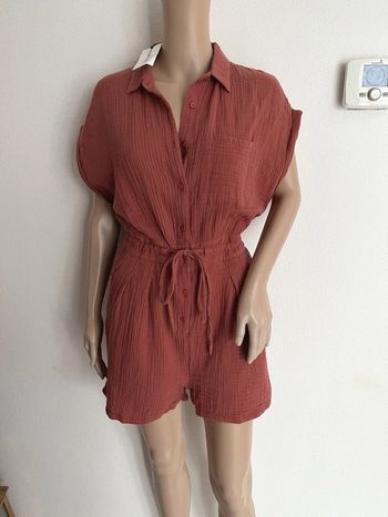 Combi short couleur terracotta taille 36, 100% coton