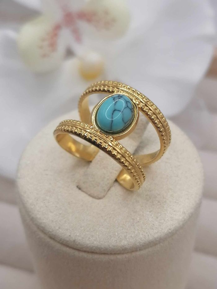 Bague en acier inoxydable ajustable doré