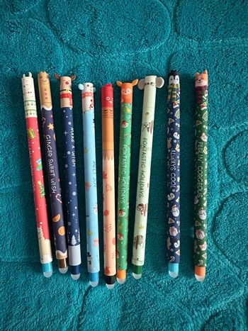 Lot de 9 stylos effaçables Noel 