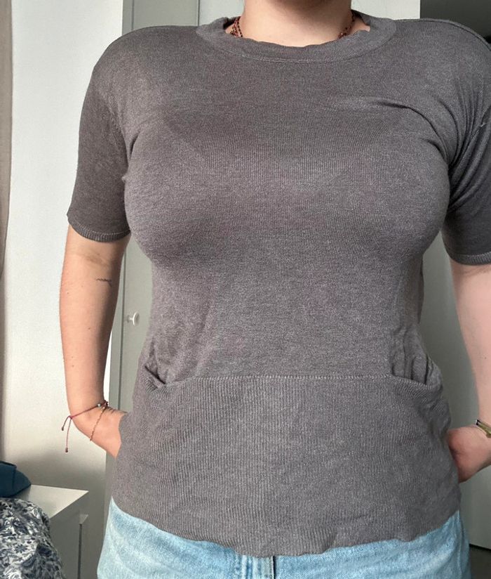 Pull fin gris – Taille 2 (équiv. M) - photo numéro 3