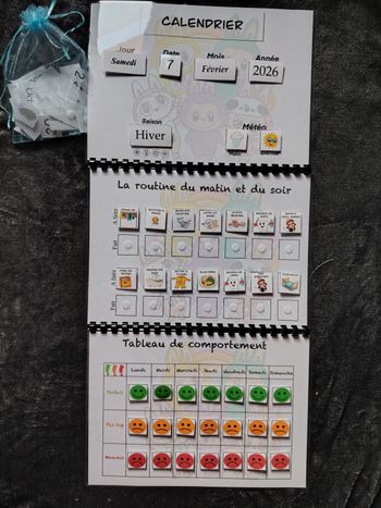 Trio labubu fiches comportement plus ma routine plus son calendrier 