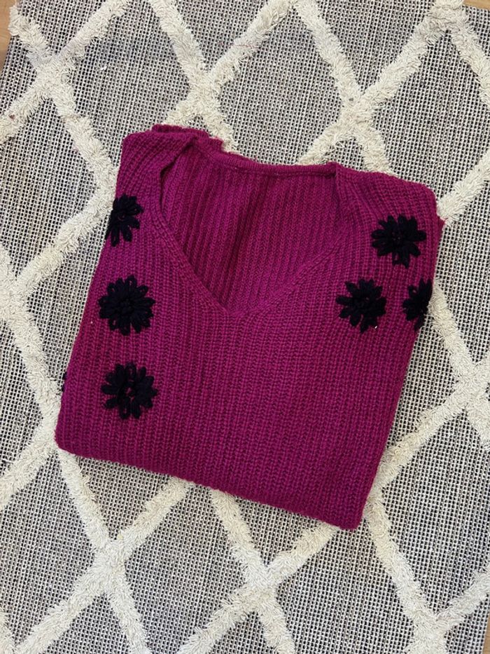 Pull en maille à fleurs Mango - photo numéro 3