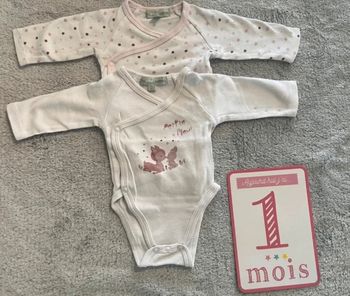 Lot de 2 body’s fille, 1 mois