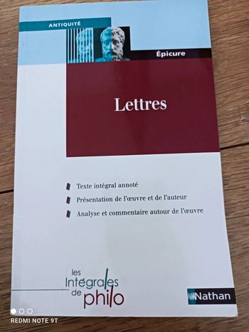 Livre Lettres Epicure
