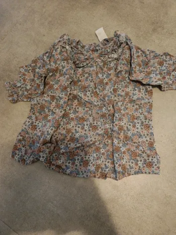Robe fleurs violettes manches longues H&M 74cm