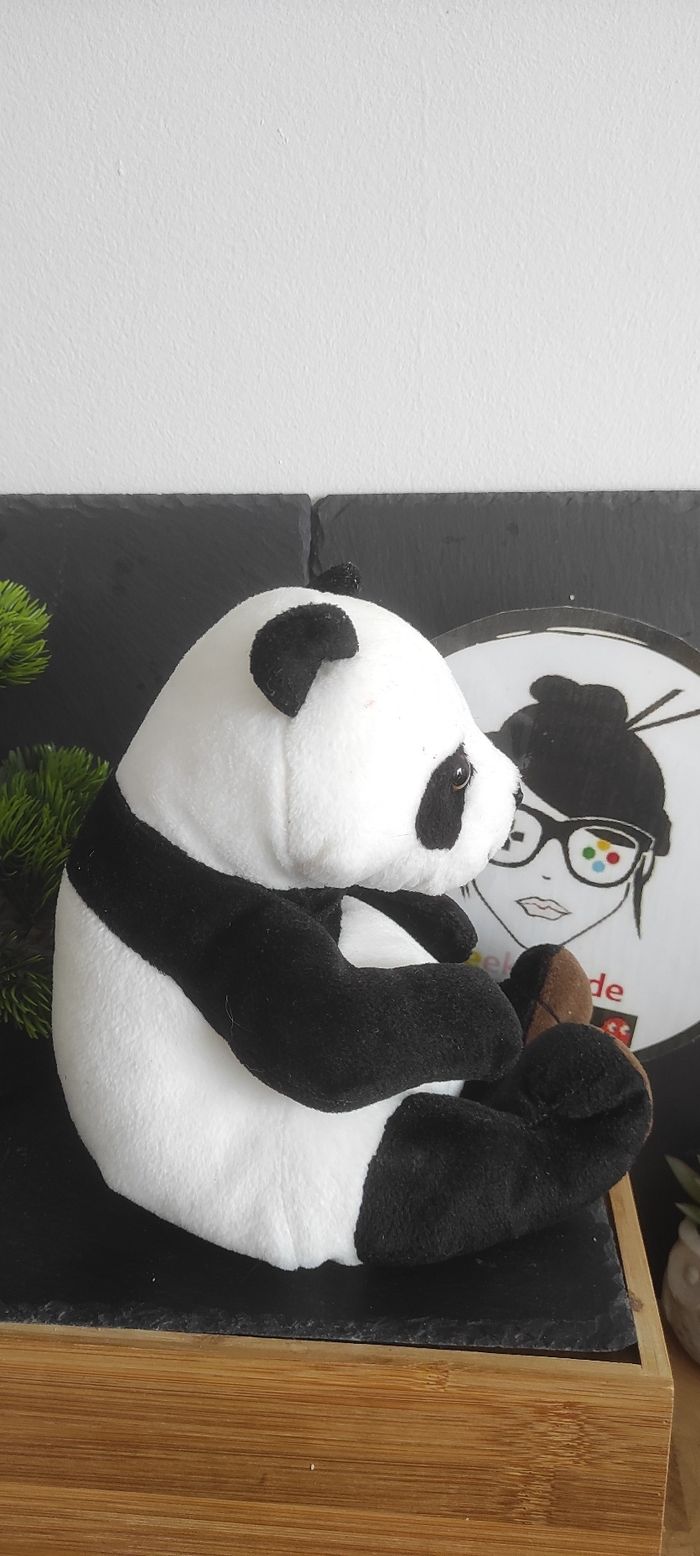 peluche doudou panda assis wwf anna club plush noir blanc marron Bille Boule - photo numéro 2