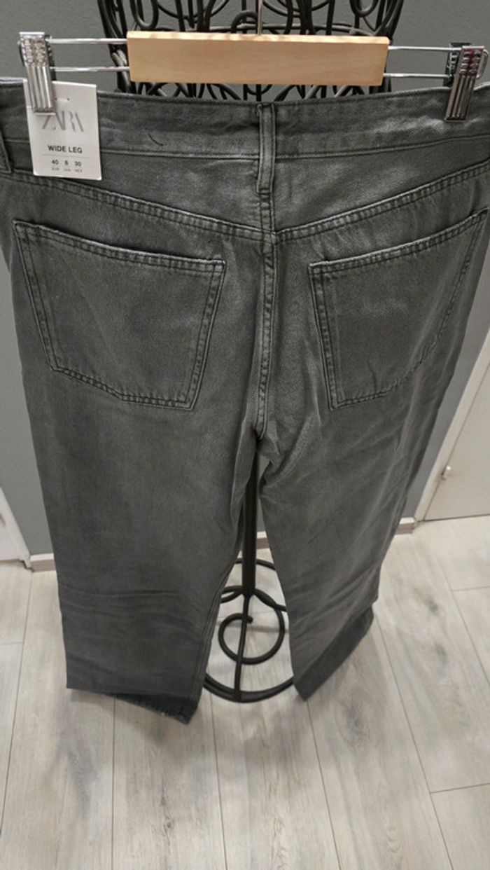 Jeans Wide Leg Zara gris irisé - photo numéro 6