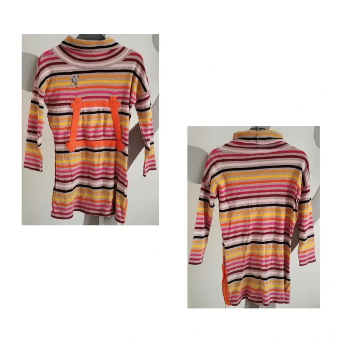 Robe col roulé à rayures multicolores Rykiel taille 8 ans