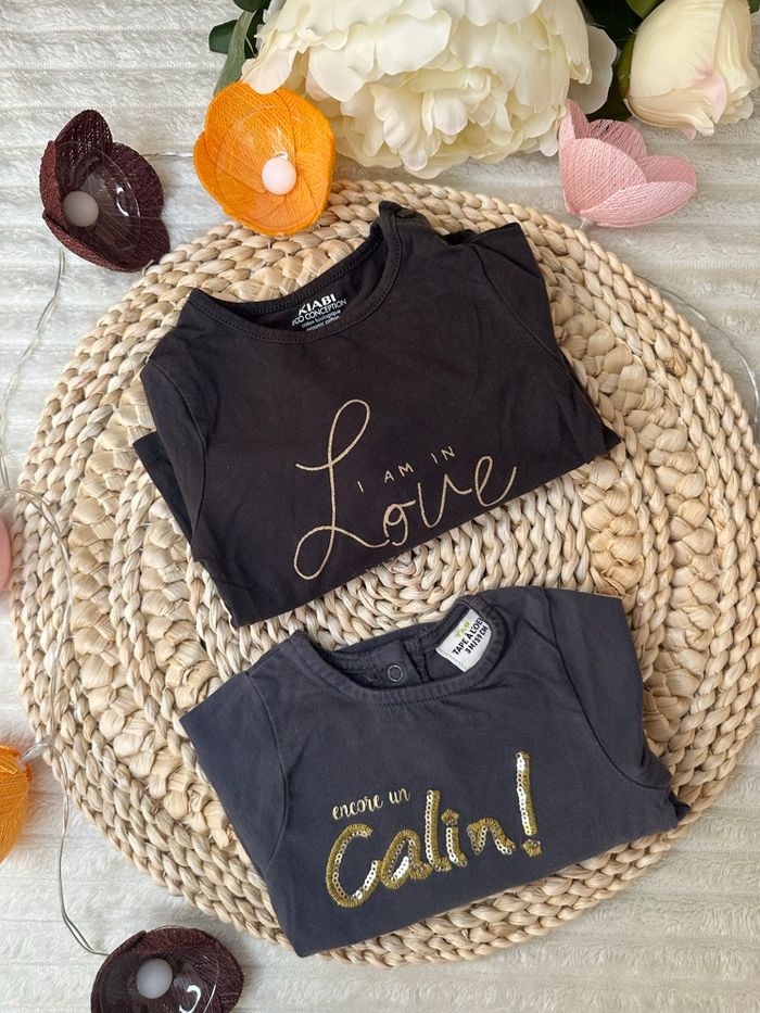 Lot de 2 tee-shirts manches longues Kiabi et Tape à l’œil 3 mois
