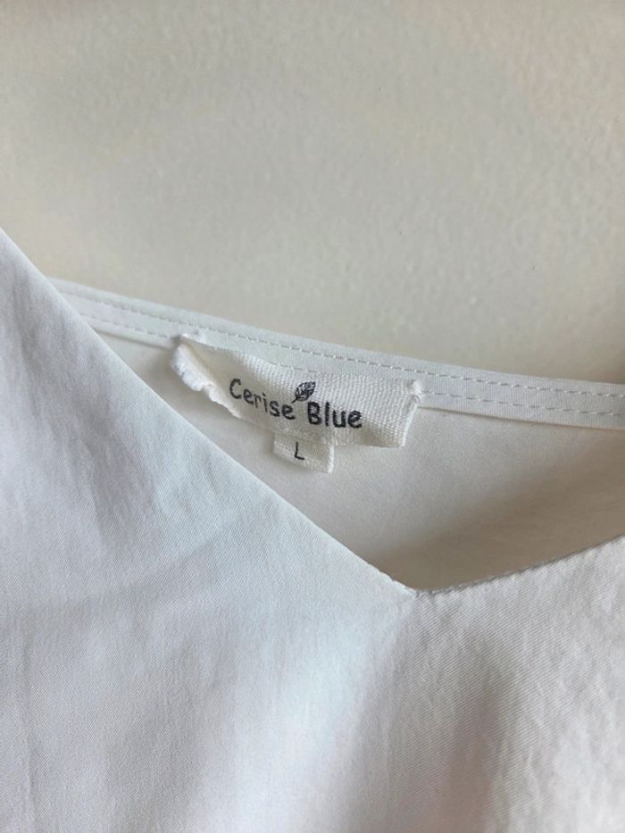 Débardeur blanc avec bretelles perlées - Cerise Blue taille L - photo numéro 3