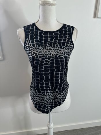 Débardeur crop top asymétrique python serpent noir et argenté holographique Y2K Vintage T36 S