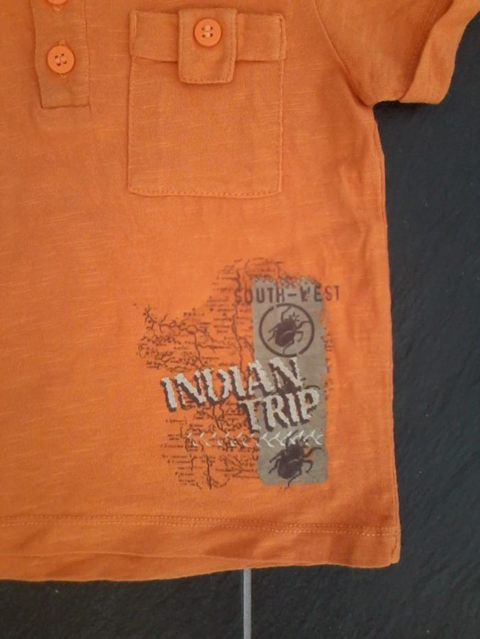 Magnifique chemise orange col mao garçon 18 mois - photo numéro 3