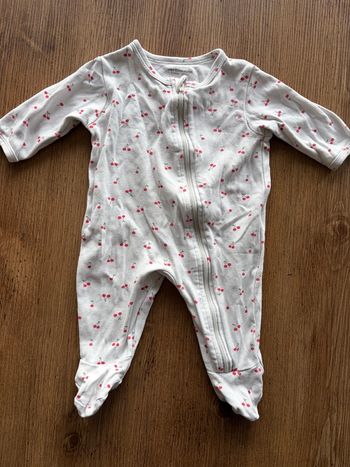 Pijama Blanc avec Cerise Verbaudet 3 mois Zip