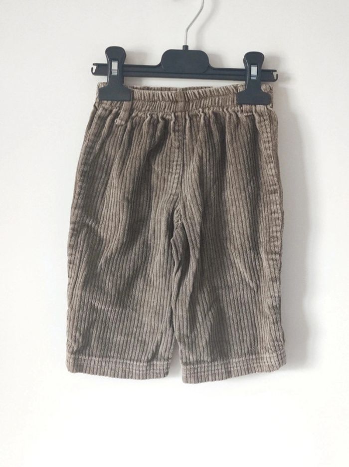 Pantalon effet velours rayure marron Baby Boy Street Bleu - photo numéro 3