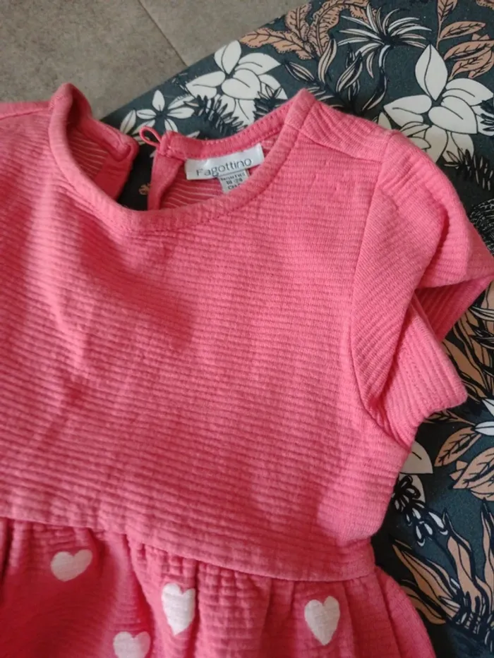 Robe rose à coeurs fagottino 86cm - photo numéro 2