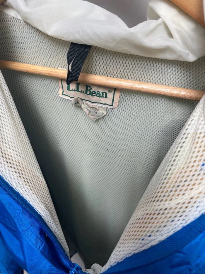 Men’s Vintage L.L. Bean Bright Blue Anorak Poncho Windbreaker Jacket Size L - photo numéro 12
