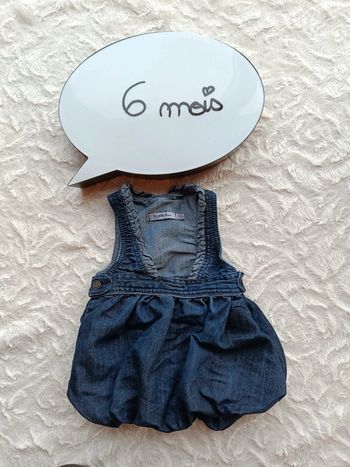 Robe jeans boule style salopette Fille 6 mois Tao