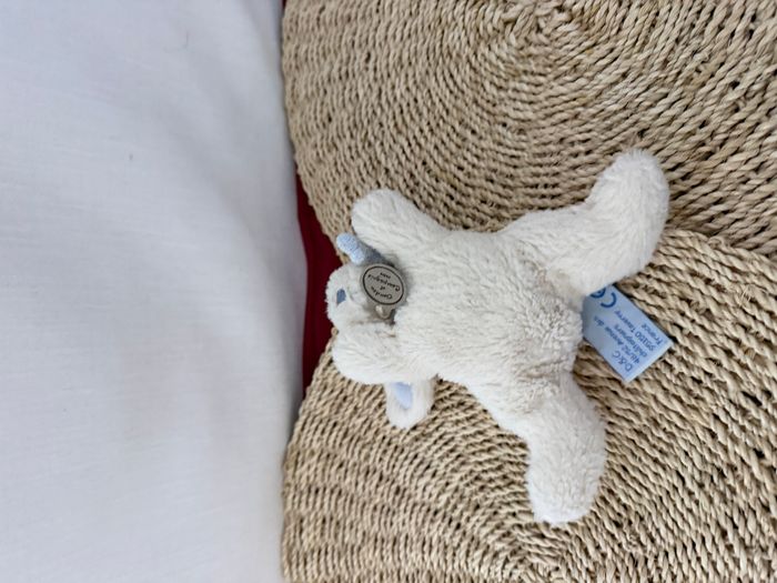 Lapin DOUDOU ET COMPAGNIE "Bonbon" blanc et bleu - photo numéro 5