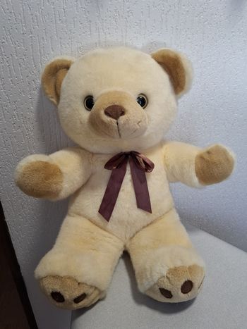 Belle et grande peluche ours beige et marron 50 cm très bon état