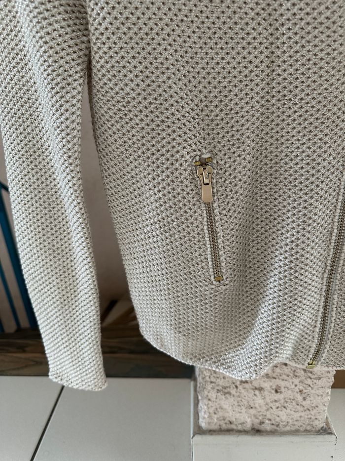 cardigan zippé beige effet brillant MAJE taille 36 NEUF - photo numéro 4