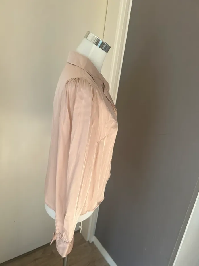 Kocca chemise, blouse satin , rose poudrée taille L/40 - photo numéro 4