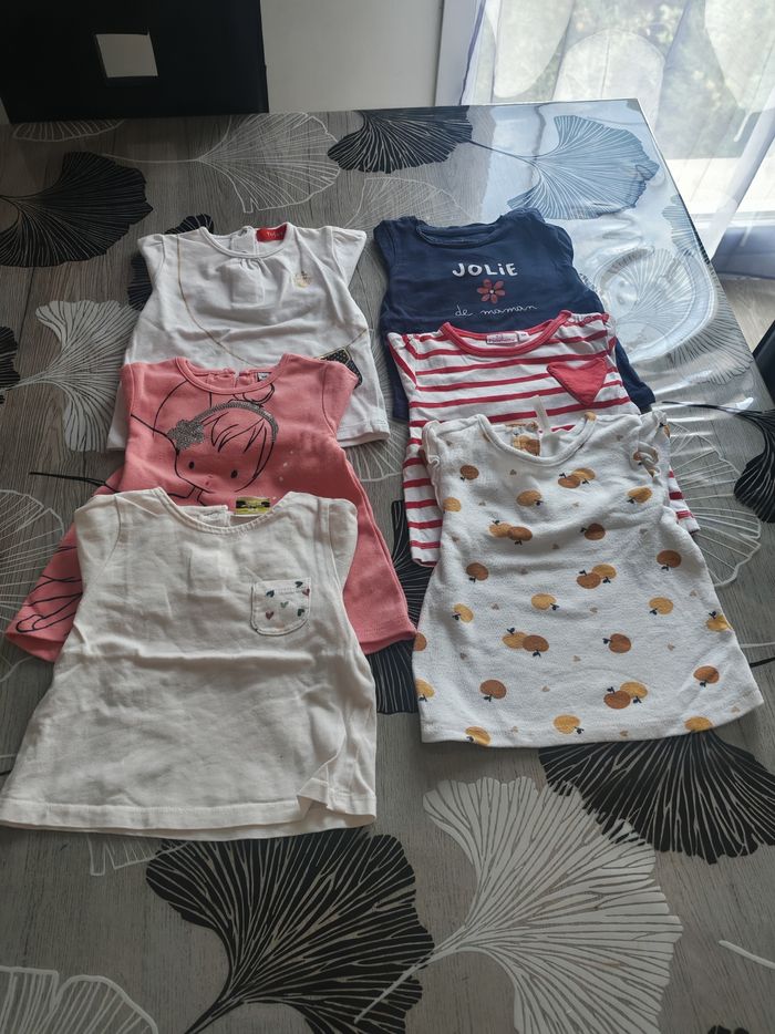 Lot de 6 tee-shirts manches longues bébé fille