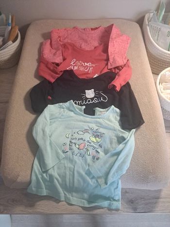 Lot 4 t shirt manche longue 12 mois