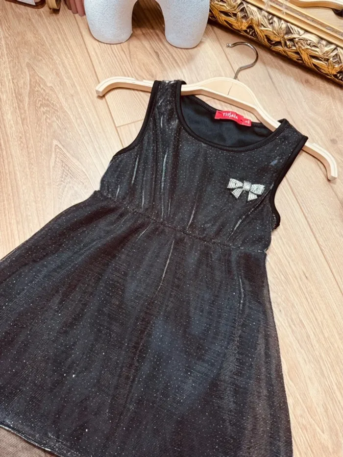 Taille 3 ans robe fête fille Tissaia noire et argenté * scintillant * 🌺 - photo numéro 3