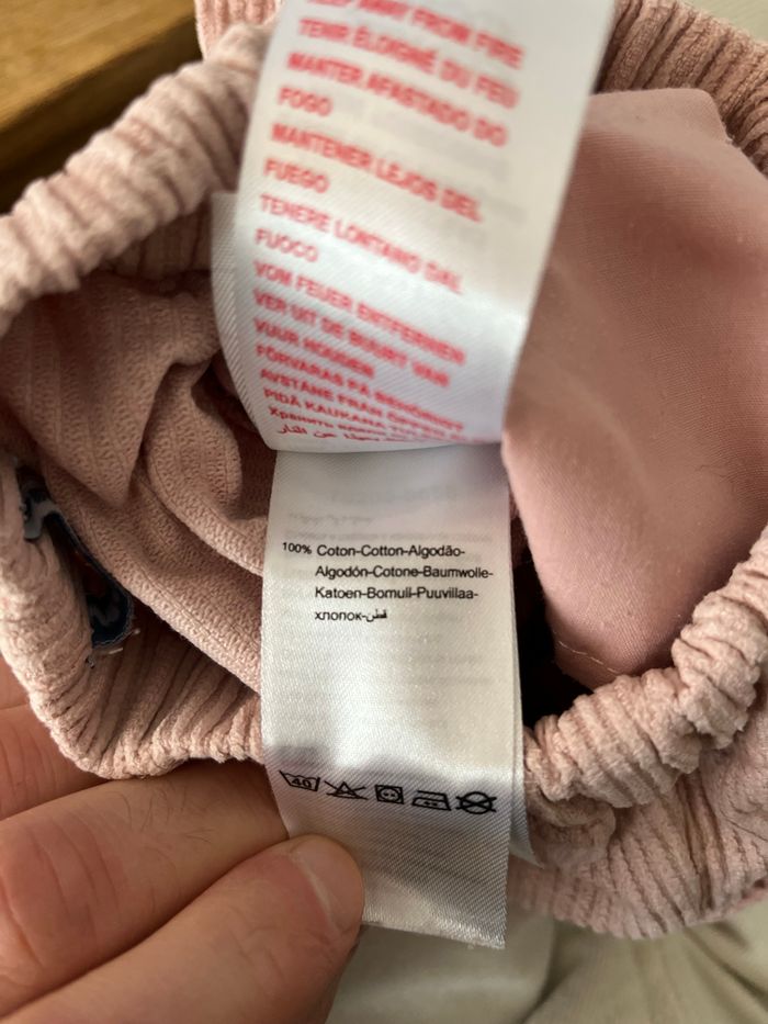 Pantalon Vertbaudet rose en velours 3 mois - photo numéro 3