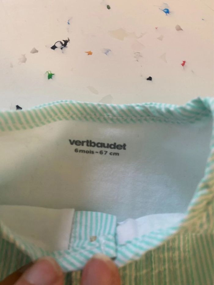 Body blouse à carreaux vert pale 6 mois Vertbaudet - photo numéro 2