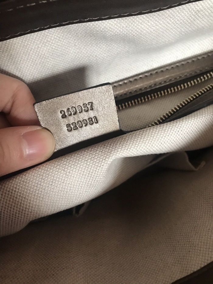 Sac cartable Gucci Guccissima en cuir marron gaufré, - photo numéro 5