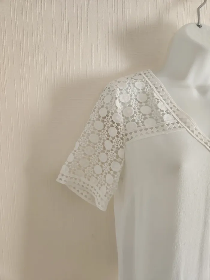 Blouse blanche manches dentelle courtes 123 36 - photo numéro 4