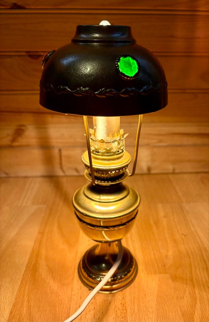 Vintage lampe à pétrole électrifiée - photo numéro 5
