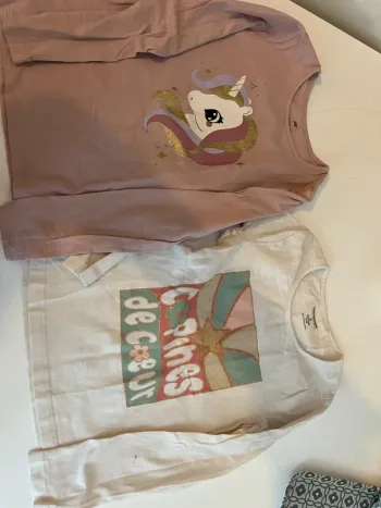 2 teeshirt fille licorne et autre