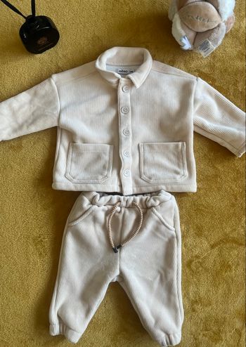 Ensemble velour beige bébé garçon