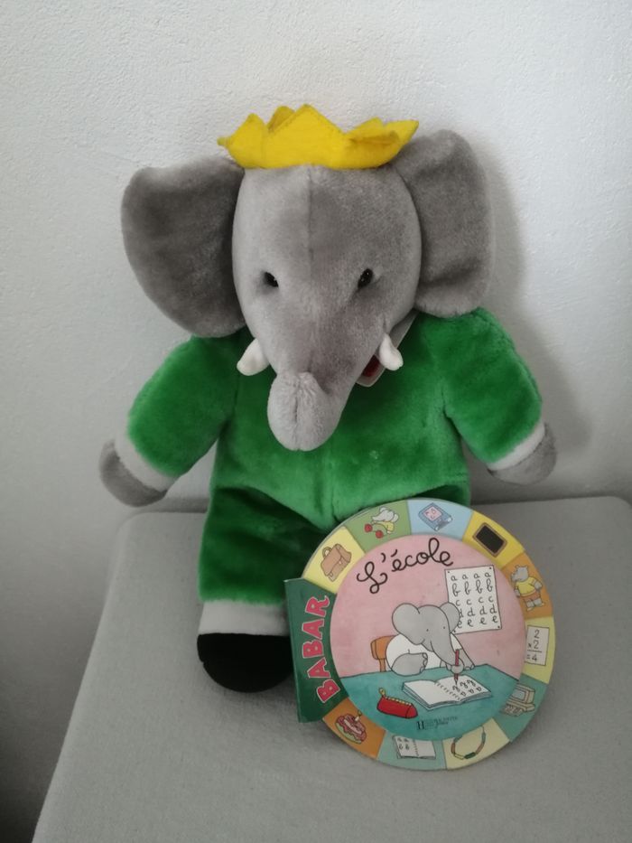 peluche et livre babar - photo numéro 1