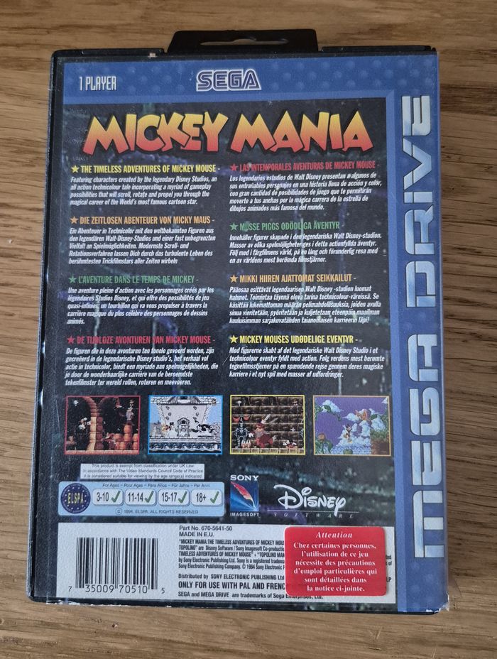 mickey mania disney sega megadrive complet en boite et notice Cib Pal Eur - photo numéro 4